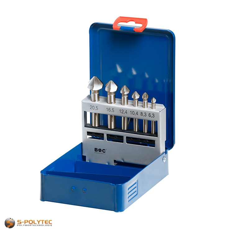 Cassette verzinkboren HSS, 90°, gele/blauwe ring