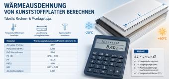 Thermische uitzetting van kunststofplaten berekenen – tabel & calculator