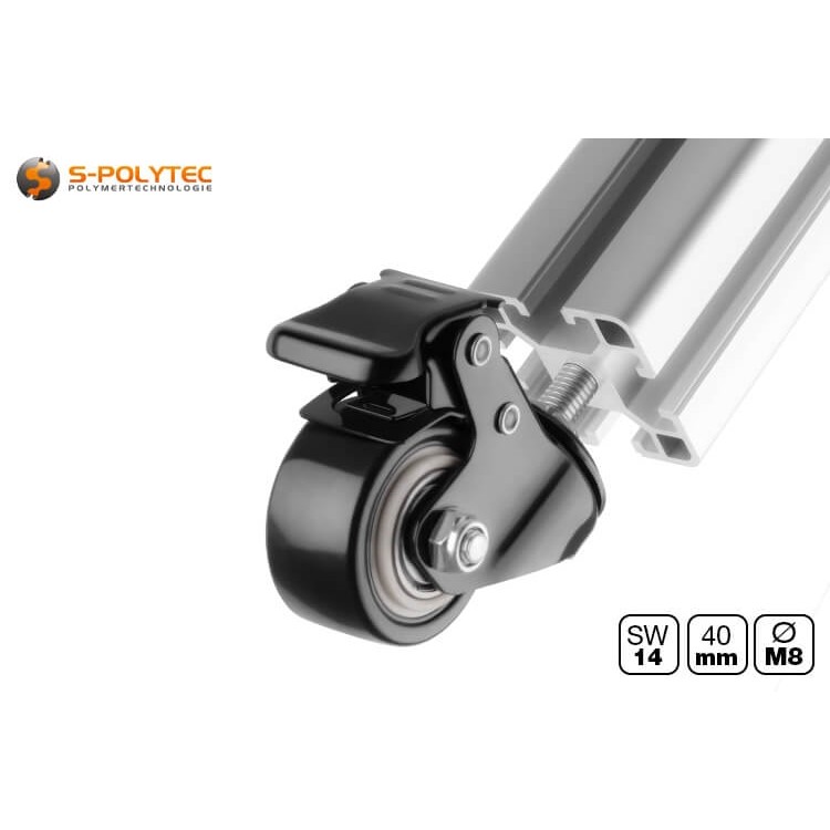 Het zachte polyurethaan (PU) loopvlak met een breedte van 20 mm maakt indruk met zijn soepele rolgedrag