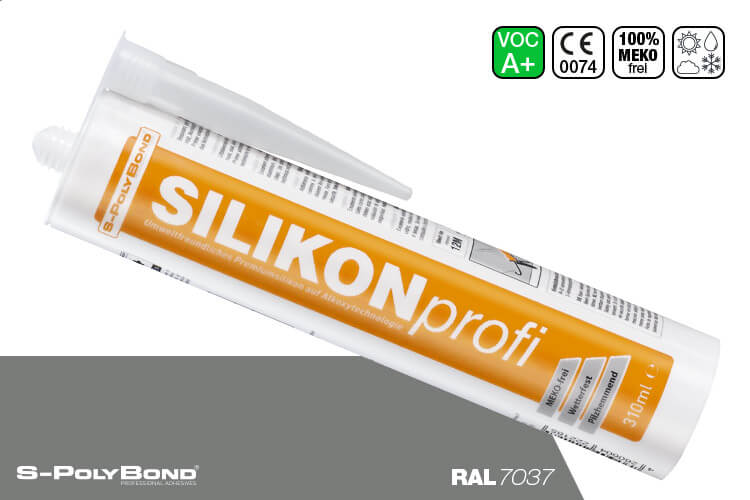 S-Polybond SILIKONprofi Alkoxy-silicoon RAL7037 (stofgrijs)