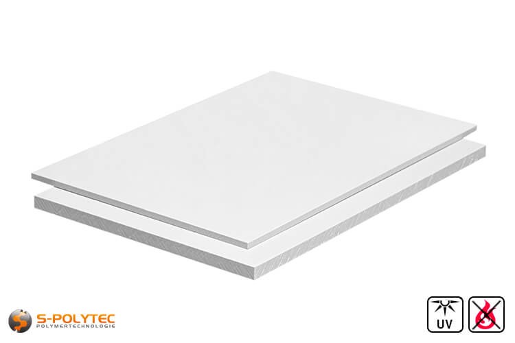 PVC platen wit uit herd PVC (PVCU) in diktes von 1mm - 4mm in 2,0 x 1,0 meter