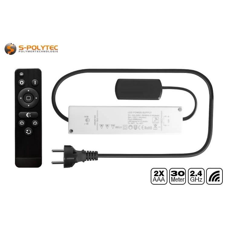 S-Polylight LED power controller voor onze dimbare LED inbouwspots, incl. draadloze afstandsbediening