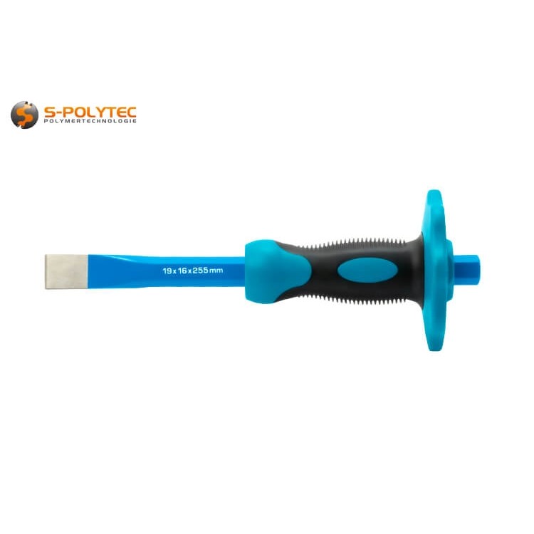 De ergonomische handgreep met handbescherming beschermt tegen verwondingen en kneuzingen bij onbedoelde slagen