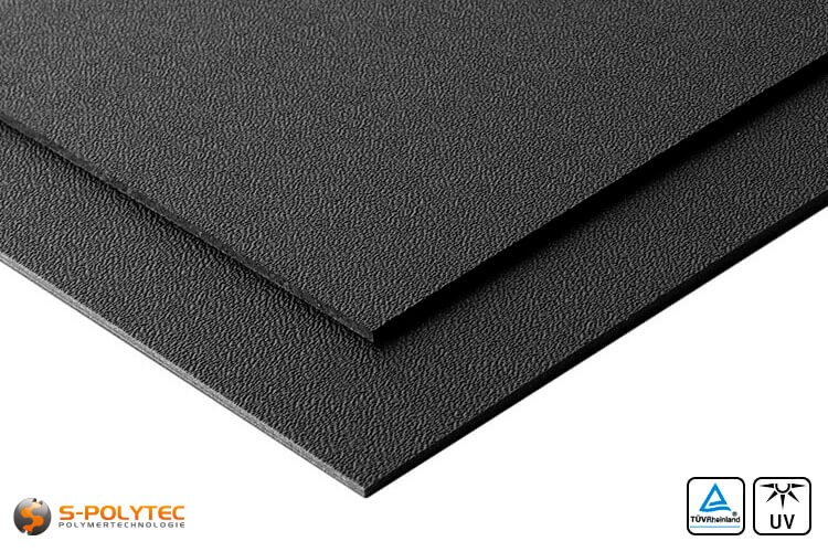 ASA/ABS Platten schwarz mit genarbter Oberfläche - Detailansicht