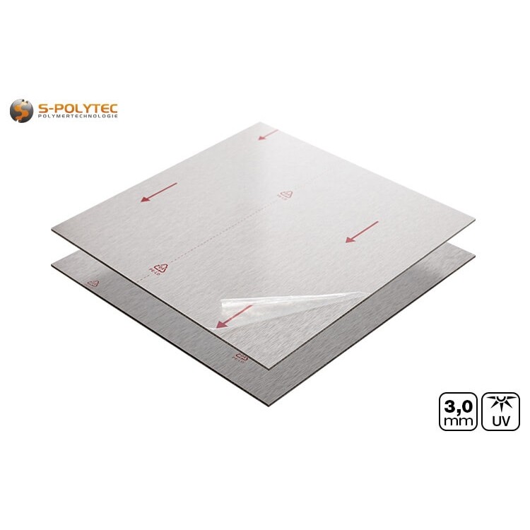 Alu sandwich panelen 3mm (Alu-Dibond) in edelstaal optiek op maat kopen