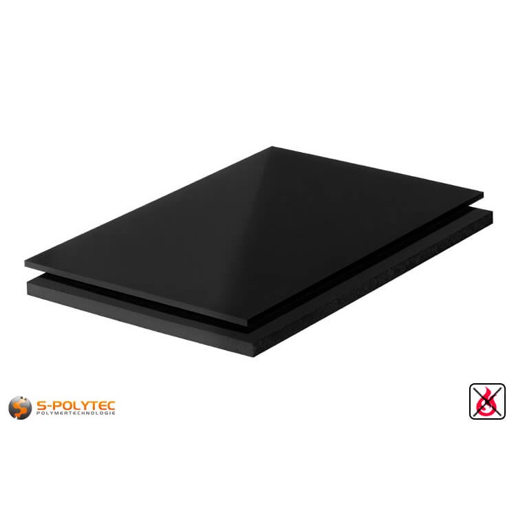 PVC platen zwart uit hard-PVC (PVCU) in diktes vanaf 1mm tot 40mm als standaardplaat met 2x1m