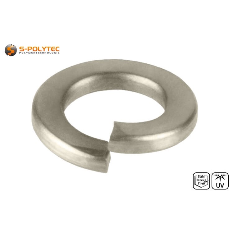 De veerringen zijn vervaardigd volgens de oude norm DIN 127 en zijn gemaakt van corrosiebestendig A4-staal