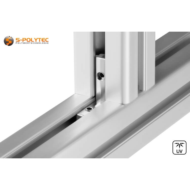 Gemonteerde 90-gradenverbinding met aluminium constructieprofielen