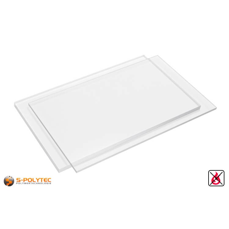 PVC platen transparant uit herd PVC (PVCU) in diktes von 1mm - 15mm in 2,0 x 1,0 meter