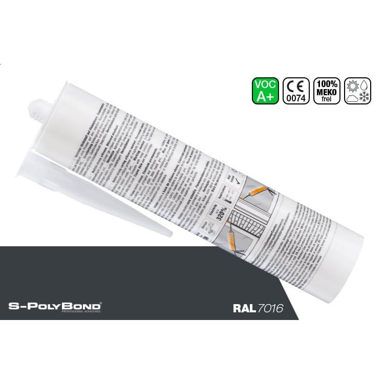 Antracietgrijs silicoon op alkoxybasis van S-Polybond SILIKONprofi