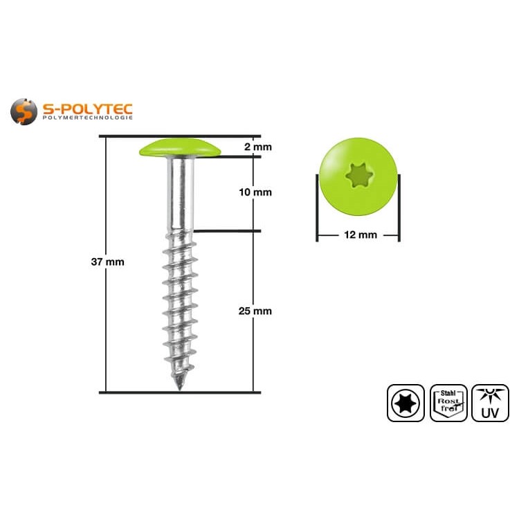 De kopgelakte bekledingsschroeven in Lime Green zijn goedgekeurd voor geventileerde bekledingssystemen met Trespa® Meteon® FR