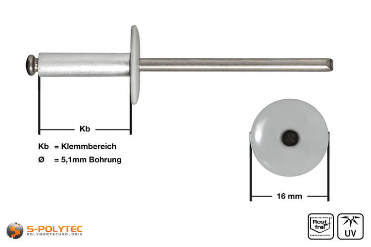 Gevel klinknagels lichtgrijs (RAL 7035)