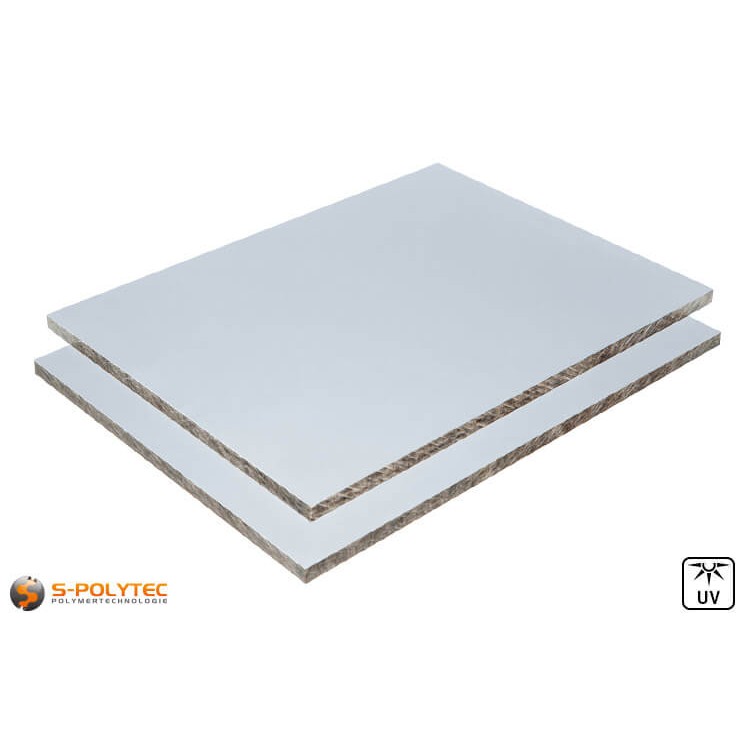 HPL platen met zilvergrijs overplak aan beide zijden in 6mm of 8mm dikte op maat