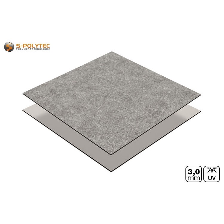 Aluminium composietplaat 3mm op maat gesneden met eenzijdig decor in betonlook