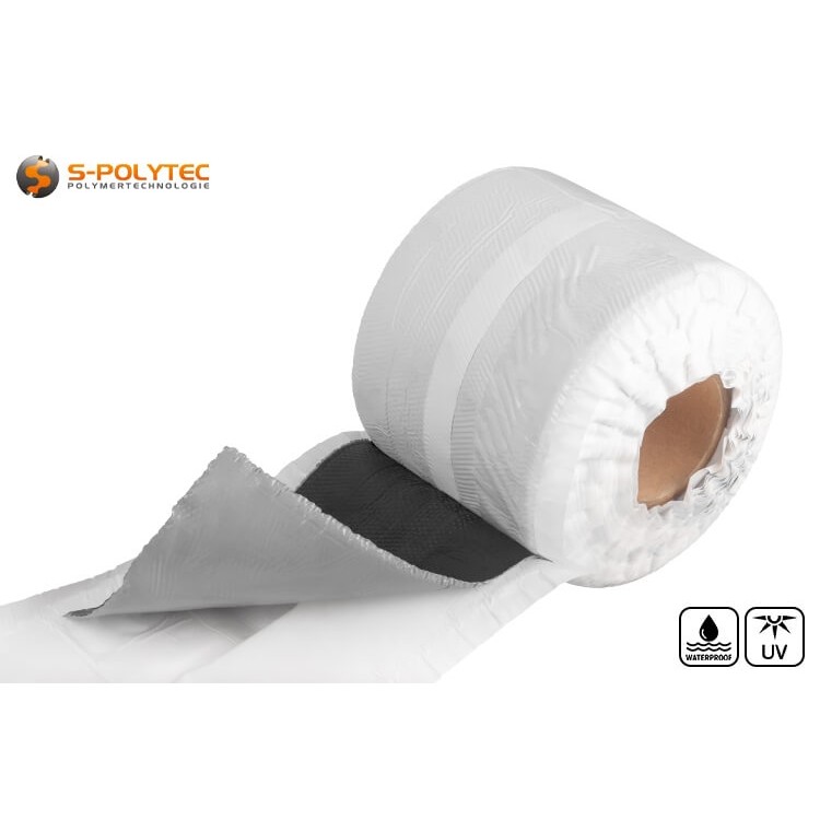 De drielaagse loodvervanger in zwartmet aluminium strekmetaal is flexibel en zeer gemakkelijk te vormen