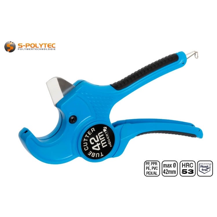 De professionele pijpsnijder van Högert kan ook door linkshandigen zonder beperkingen met één hand worden bediend.