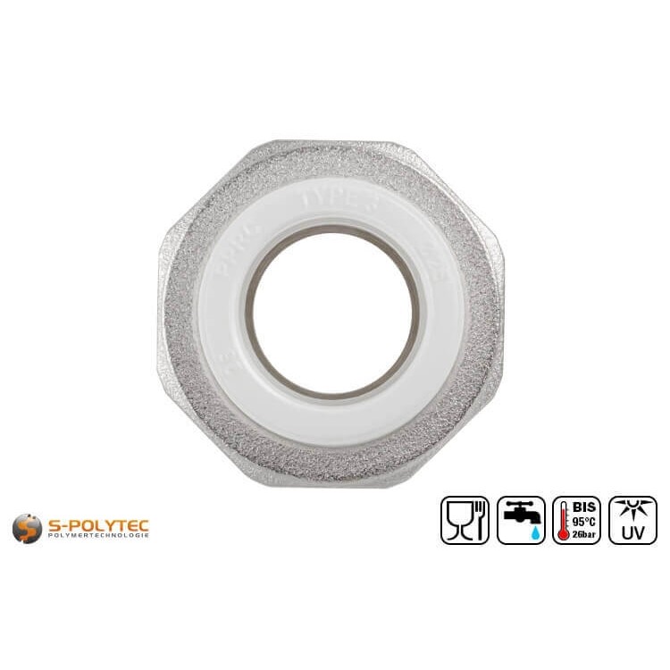 Aqua-Plus PP-R koppelstuk voor PP-R buizen in verschillende afmetingen met schroefbare messing buitendraad