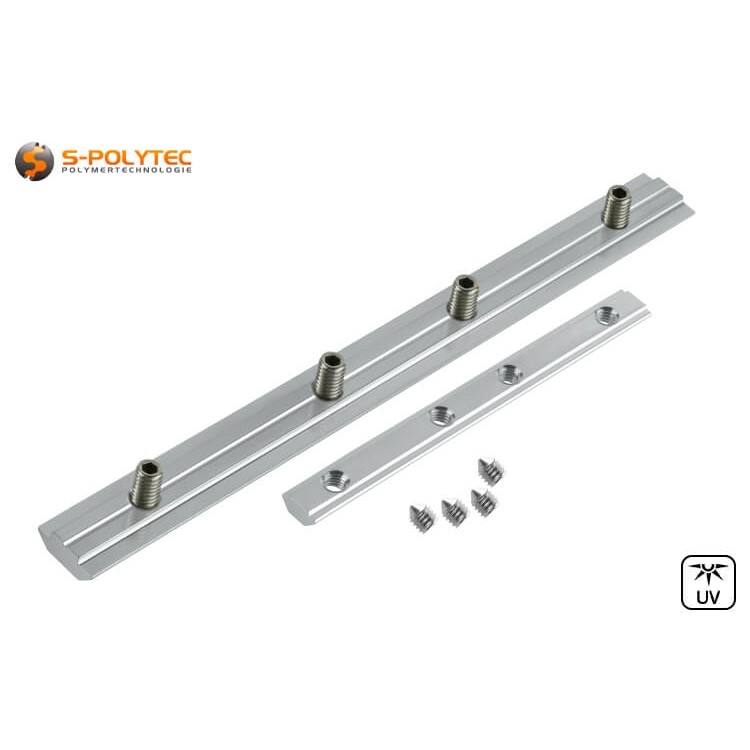 Profielverbinders voor het verlengen van bouwprofielen met schroefdraadbouten voor 6mm of 8mm groefbreedte beschikbaar