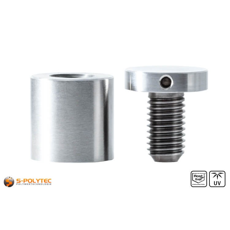 Afstandshuls en afdekkap of het afstandhouder 25x25mm van RVS