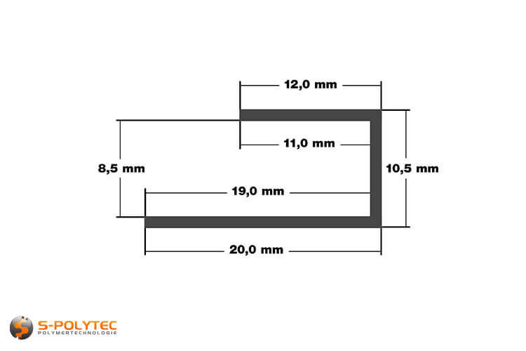 Data van het 8mm U-profiel van aluminium