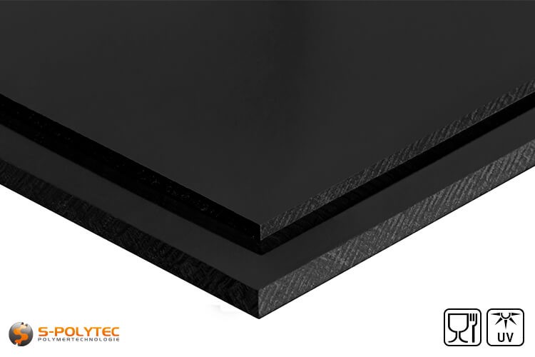 Polyethyleen platen (PE-UHMW, PE-1000) zwart in diktes vanaf 8mm tot 80mm als standaard formaat platen 2,0 x 1,0 meter - detail