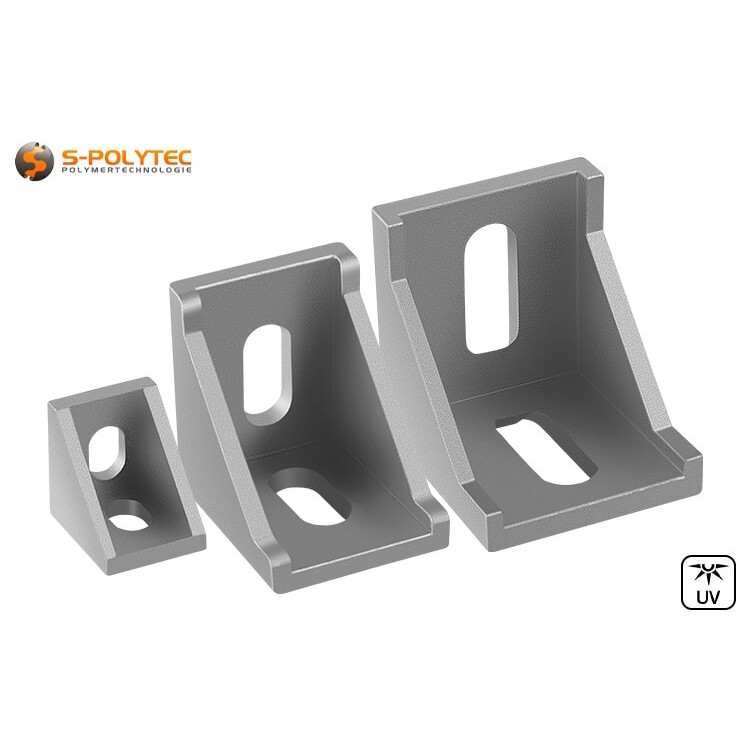 De 90° hoekprofielverbinders voor bouwprofielen zijn verkrijgbaar in drie verschillende maten 