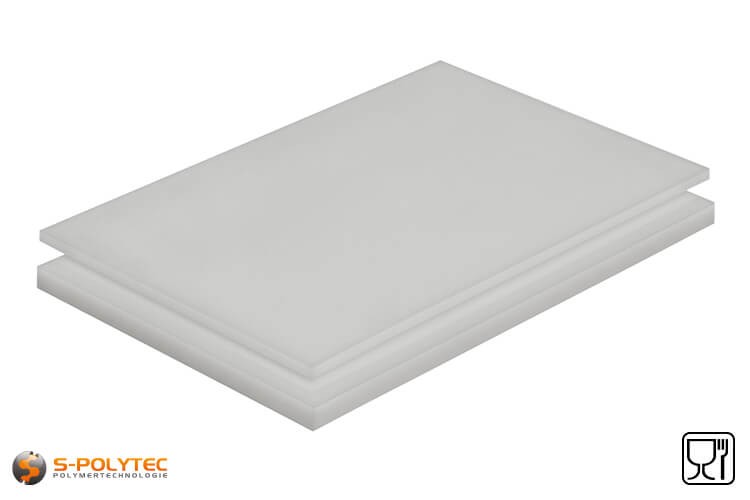 Polyethyleen platen (PE-HD) naturel met glad oppervlak in diktes vanaf 1mm tot 100mm als standaard formaat platen sheets 2,0 x 1,0 meter