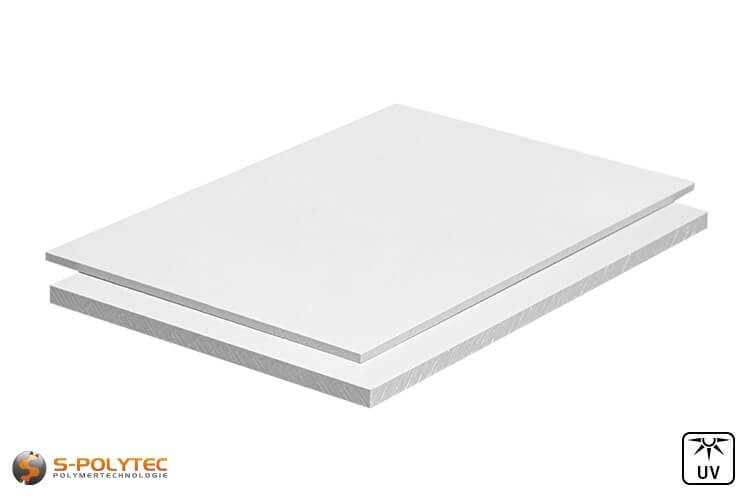 UV-gestabiliseerde harde PVC-platen (PVC-CAW, PVCU) in wit in millimeter nauwkeurige sneden van 30mmx30mm