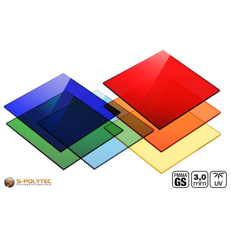 Acrylglas GS gekleurd in vele kleuren in millimeter nauwkeurig gesneden al vanaf 30mmx30mm	