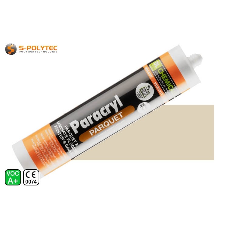 De acrylaatkit Paracryl Parket in beige is ideaal voor lichte houtsoorten zoals linde, spar, populier, berk en nog veel meer.