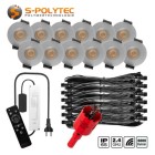 De 12V LED-buitenverlichting in koel wit (6000 Kelvin) is verkrijgbaar als complete set met 4, 6, 8, 10 of 12 spots