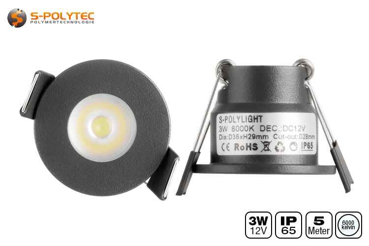 De schroefverbinding van de aansluitkabel met de LED-spot is afgedicht en daardoor stof- en waterdicht