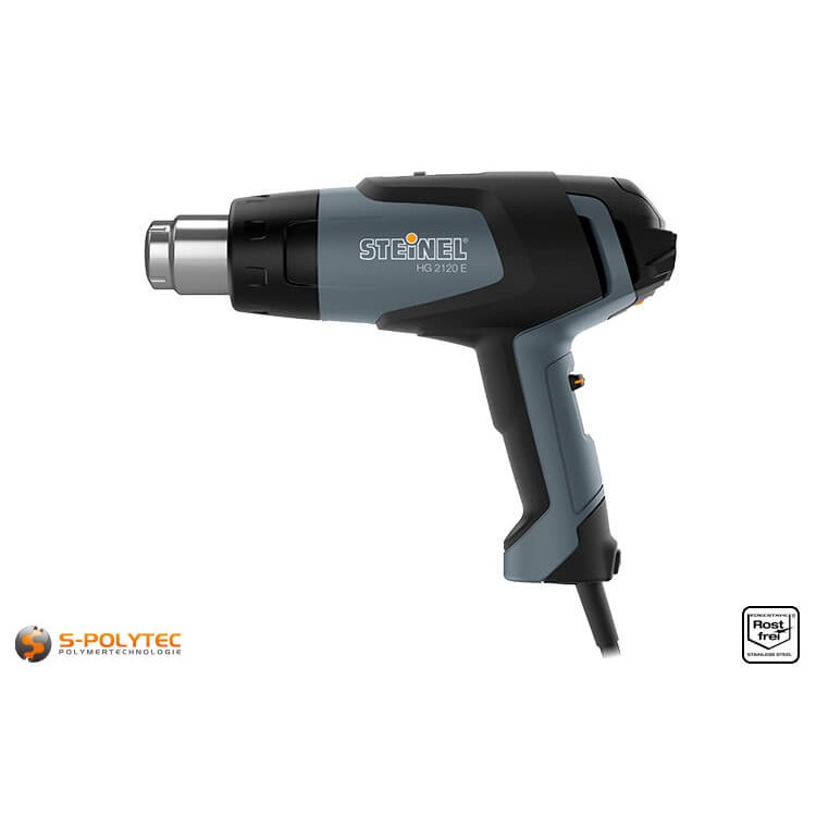 STEINEL pistoolblazer HG 2120 E met zijn 9-traps temperatuurinstelling en instelbaar luchtvolume