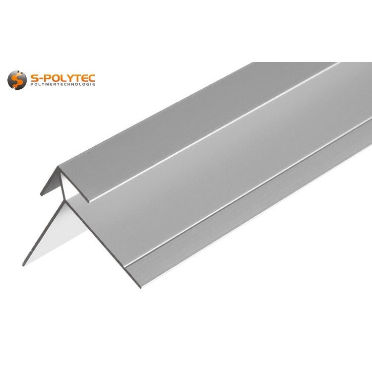 De zilverkleurige aluminium hoekprofielen zijn geschikt voor het verbinden van panelen rond buitenhoeken