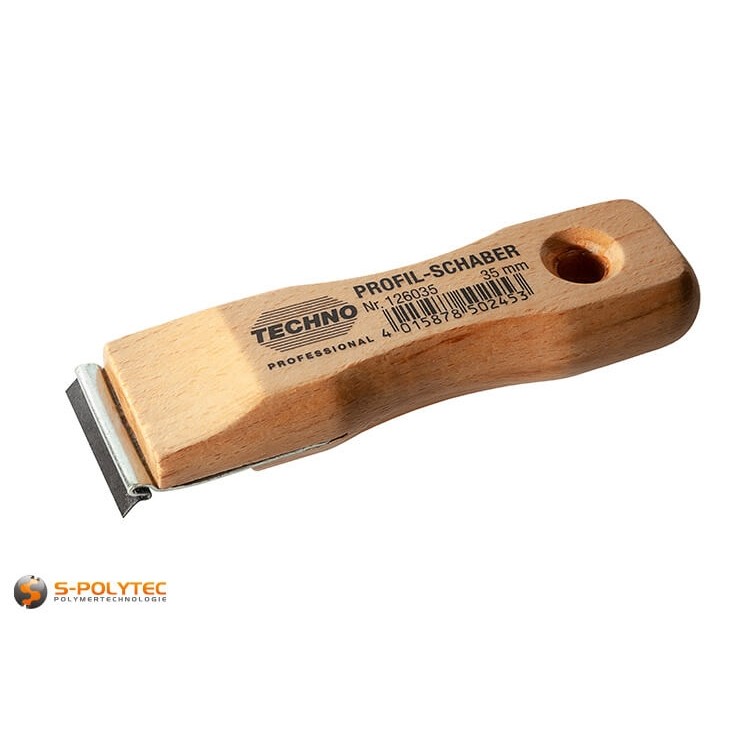 Profielschraper met 35 mm verwisselbaar blad voor het ontbramen van kunststofplaten 