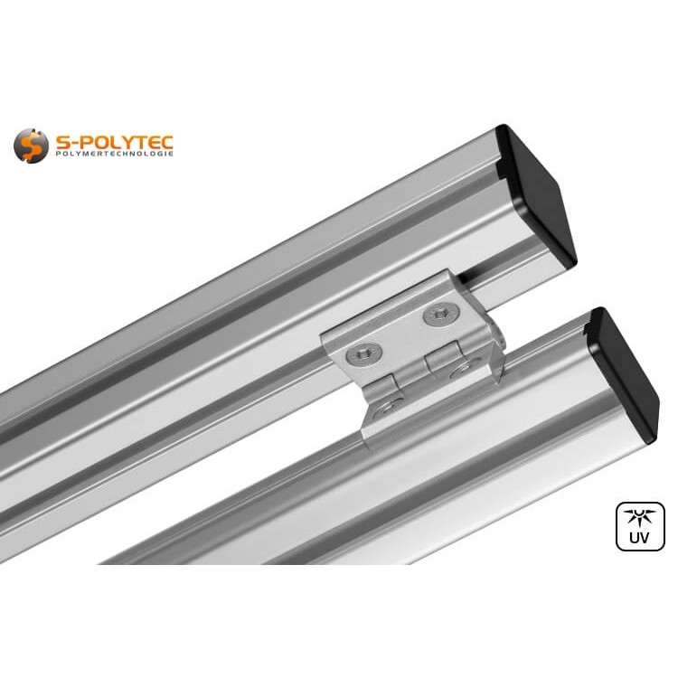 Het scharnier kan op elk moment achteraf worden gemonteerd op bestaande constructies van aluminium systeemprofielen