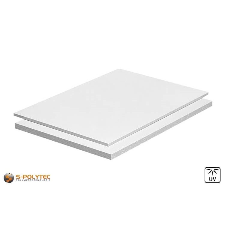 UV-gestabiliseerde harde PVC-platen (PVC-CAW, PVCU) in wit in millimeter nauwkeurige sneden van 30mmx30mm