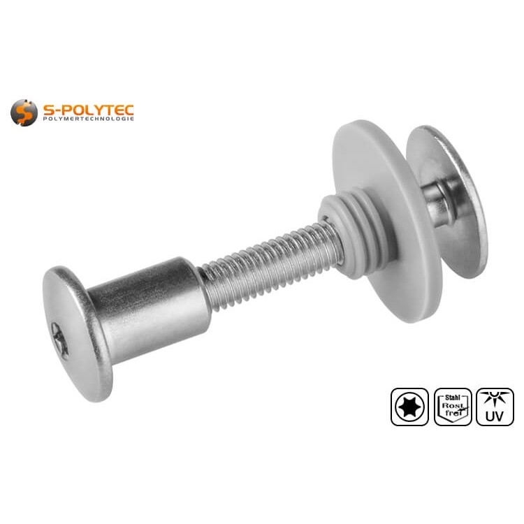 Balkonschroevenset met draadbus in roestvrij staal (ongelakt) is verkrijgbaar van M5x20mm tot M5x50mm