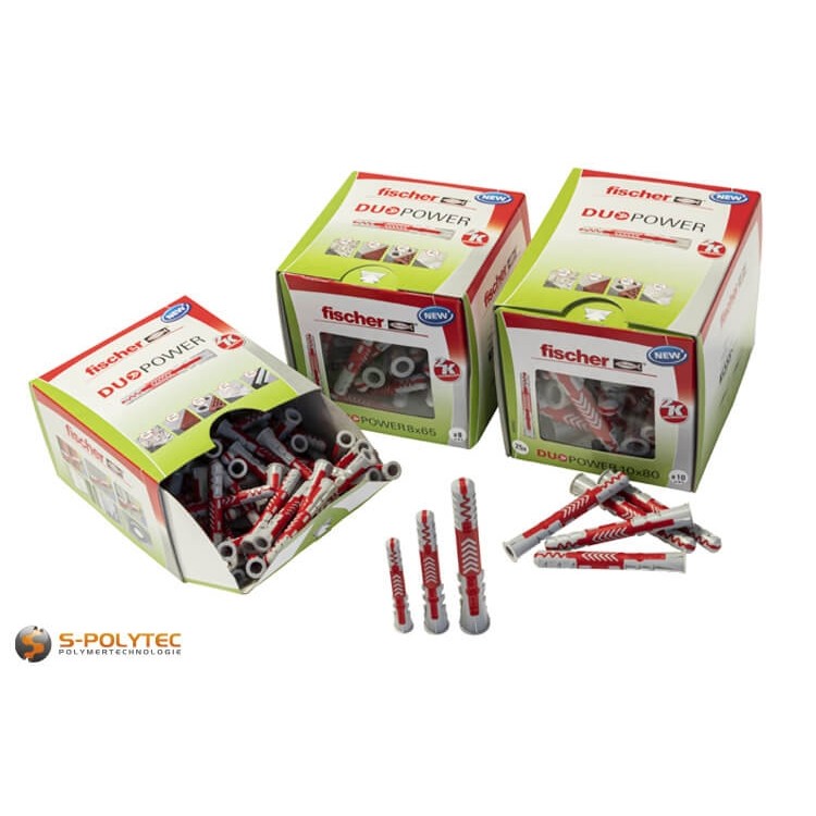 fischer universele plug duoPower voor alle bouwmaterialen met grotere verankeringsdiepte in verschillende diameters