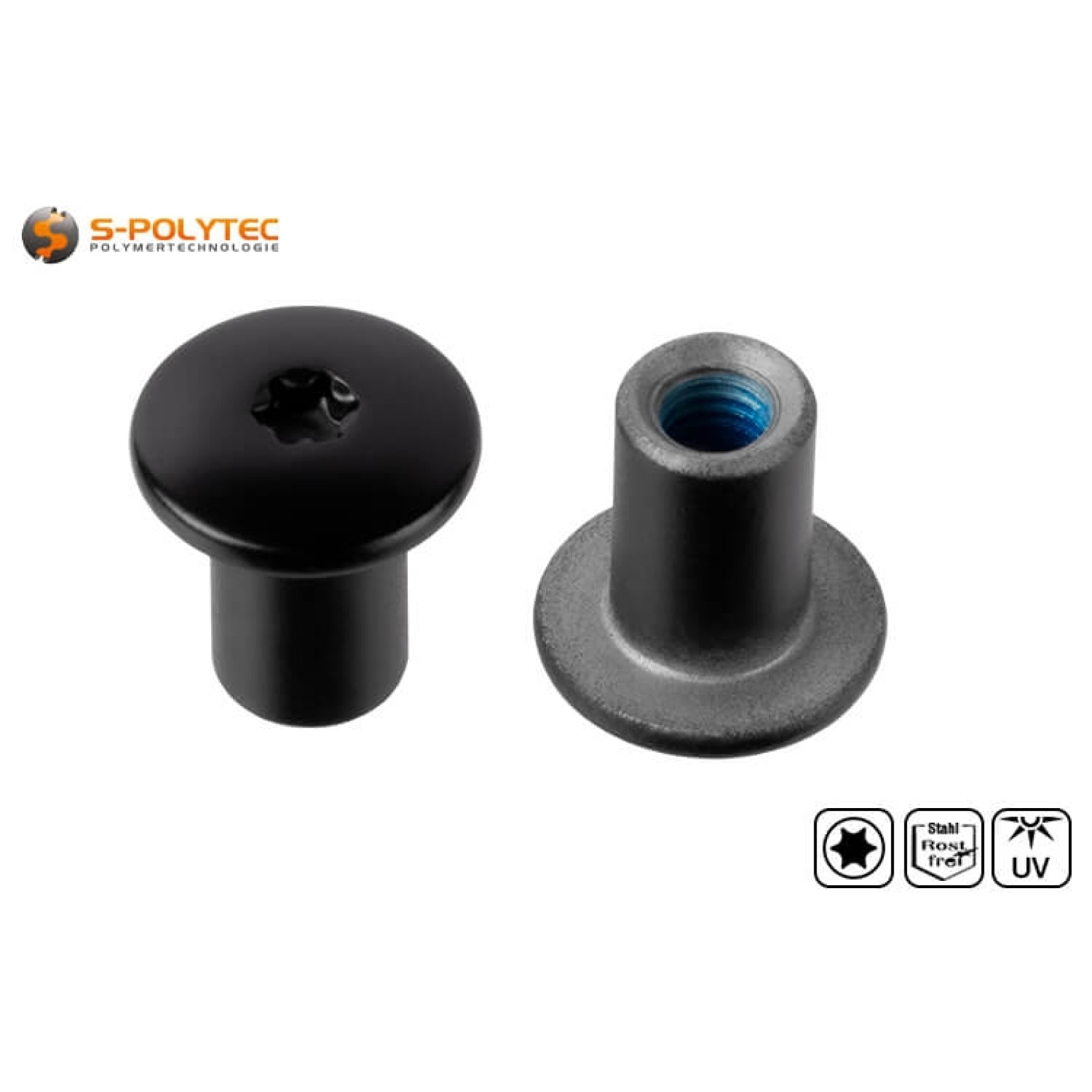 De zwarte draadbus met een kopdiameter van 14 mm heeft een Torx aandrijving in maat T20 (ISR20)