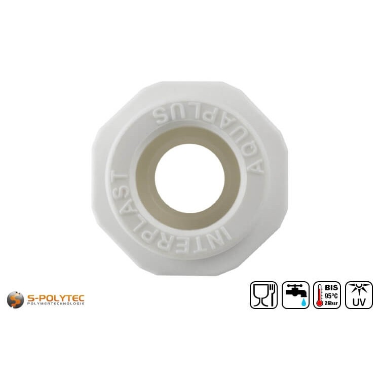 Wij bieden de witte PPR-koppelingen aan in de maten DN20, DN25, DN32 en DN40, alsook met inwendige schroefdraad van 1/2 inch tot 1 1/4 inch.