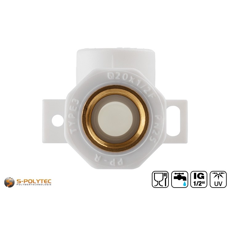 De Aqua-Plus PP-R aansluiting-hoek 90° 20mmx1/2 inch is geschikt voor PP-R buizen met Ø20mm