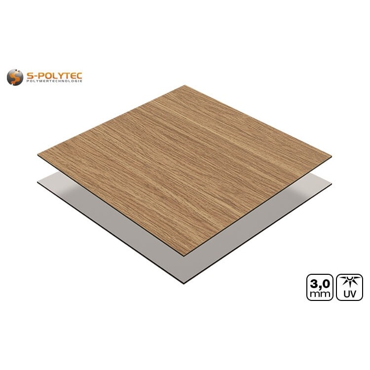 Aluminium composietplaat 3mm op maat gesneden met eenzijdig decor in houtlook eiken classic