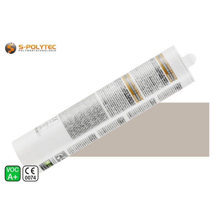 Siliconenvrije parketacryl als vul- en afdichtmiddel voor grijze houten vloerdelen, planken en balken