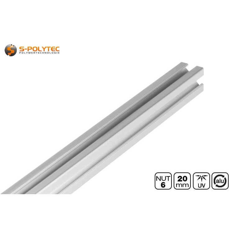 We bieden de 20mm groefprofielen met 6mm groefbreedte in lengtes van 2000mm en 1000mm of op maat gezaagd