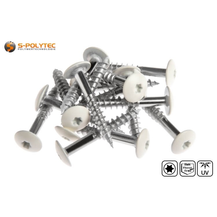 De witte schroeven voor Trespa® panelen in White zijn gemaakt van A4 roestvrij staal