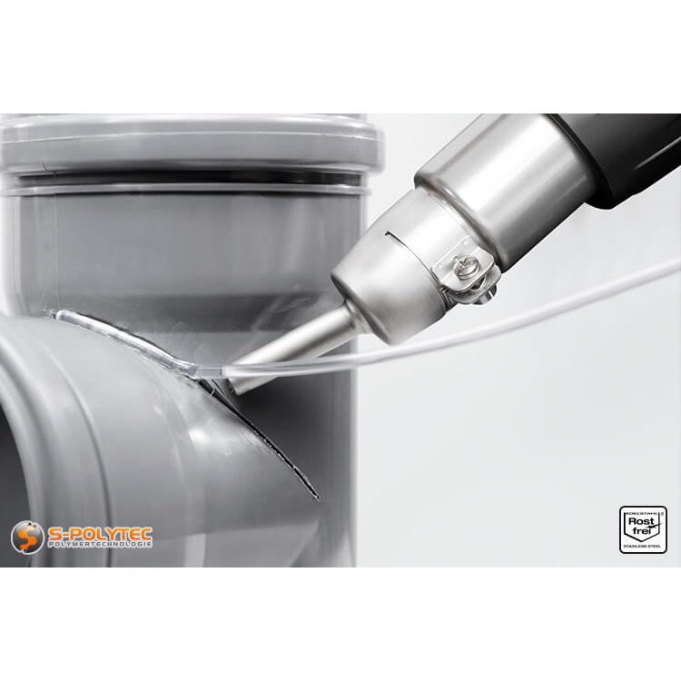 Voorbeeld: Lassen van kunststof buis met en STEINEL rondmondstuk Ø 5mm