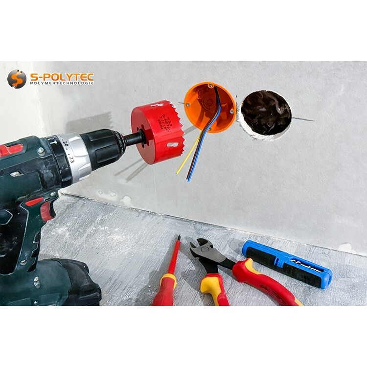 De gatenzaag is ideaal voor het uitzagen van spouwmuurdozen in gipsplaat en hout