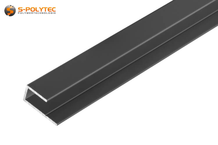 De antracietgrijze randprofielen van massief aluminium zijn geschikt voor panelen met een dikte van 3mm, 6mm of 8mm