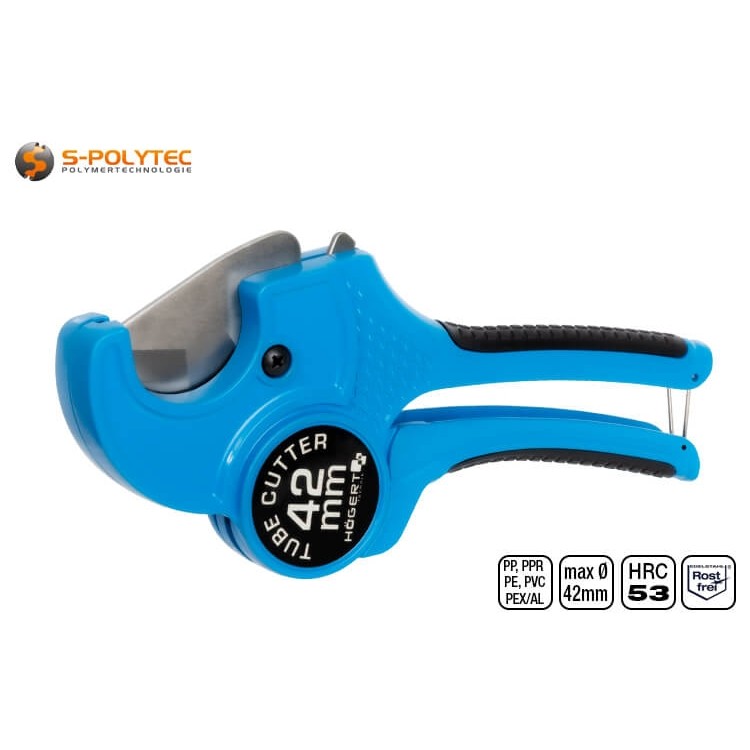 De Högert buizensnijder voor kunststof buizen en aluminium composietbuizen is geschikt voor buisdiameters tot 42 mm.